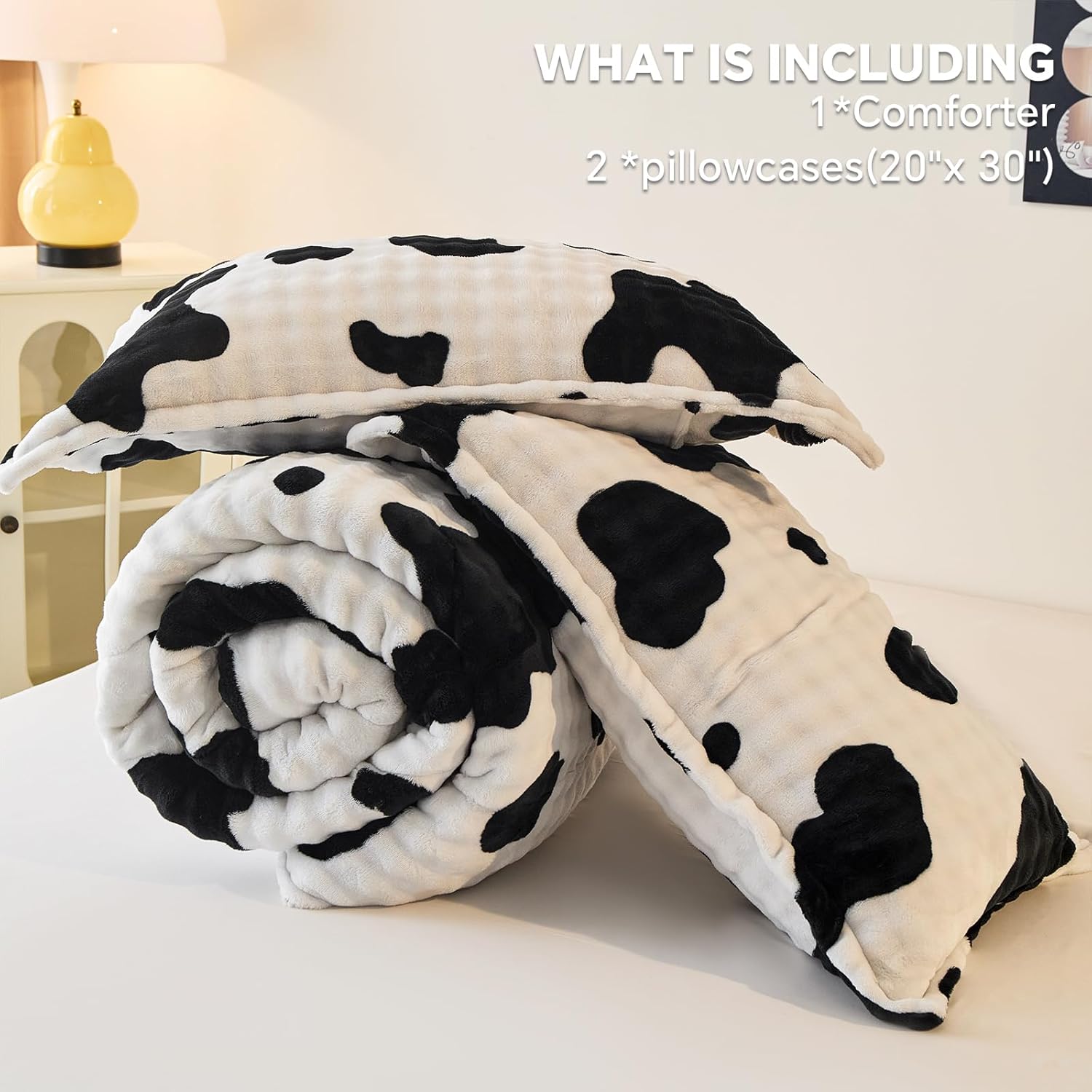 Flannel Sherpa Comforter Set Full Size, Soft Warm Reversible Plush Bedding Comforter with 2 Pillow Shams, Cozy Fluffy Blanket for Winter, All Season Bedroom Bedding Set - Image 7