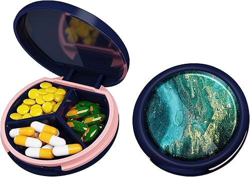Miniatura 11 de Serfeymi - Pastillero pequeño con 3 compartimentos, pastillero portátil para bolso o bolsillo, estuche compacto y mini para viajes - Adecuado
