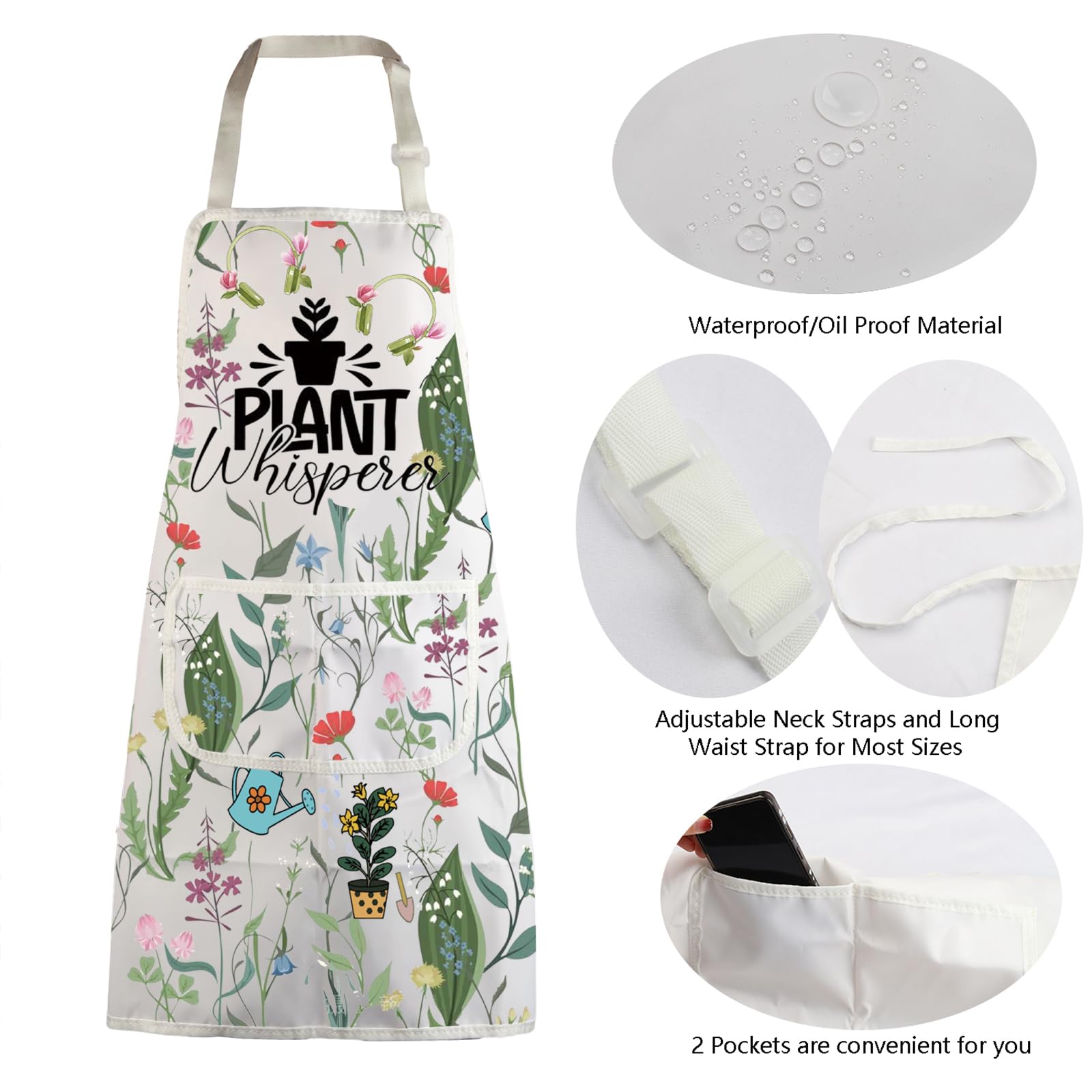 MBMSO Delantal de jardinería de plantas, delantal susurrador de plantas para regalos de jardinero, delantal de plantas para mamá, regalo para amantes de las plantas