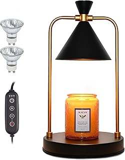 XJZJY Candle Warmer Lamp with 2 Bulbs,Electric Candle Warmer with Timer,Gifts for Mom,Dimmable Candle Lamp,Compatible with Small and Large Candles, Aromatic Candle Holders for Home Decor (Black)