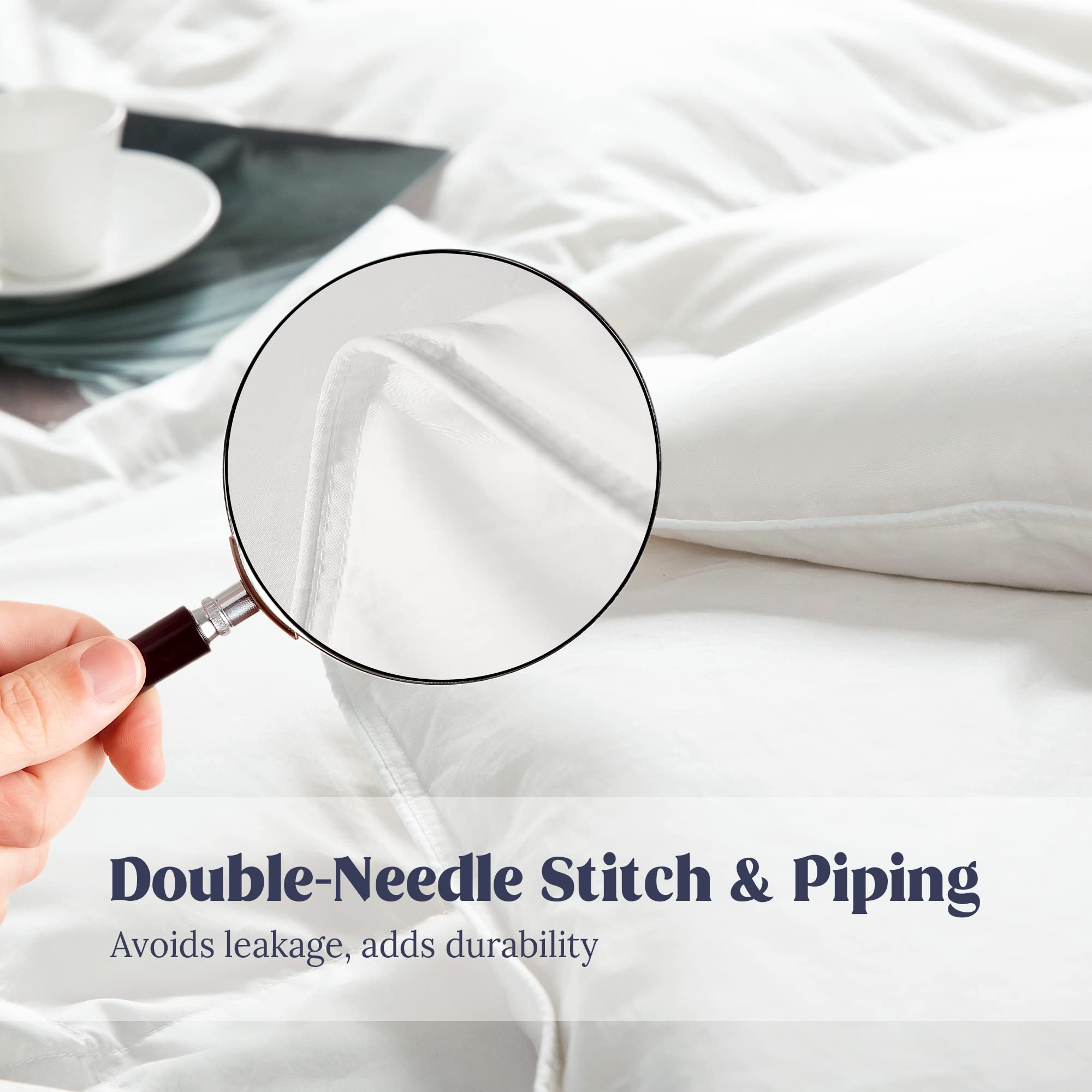 puredown® Goose Feather Down Comforter Full/Queen Size, All Season Duvet Insert, Cloud Soft Hotel Collection Bedding Comforters 100% Cotton Shell