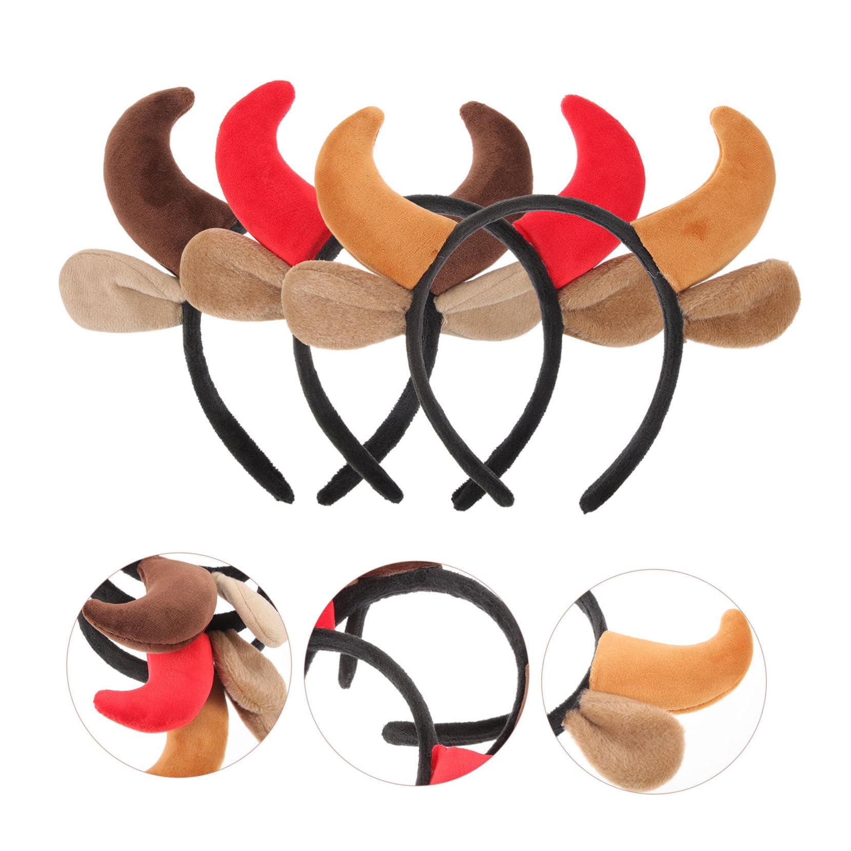 SHERCHPRY 12pezzi Corna Di Halloween Con Fasce Per Accessori Per Travestimenti Decorazioni Per Feste e Cosplay Disponibili Scuro
