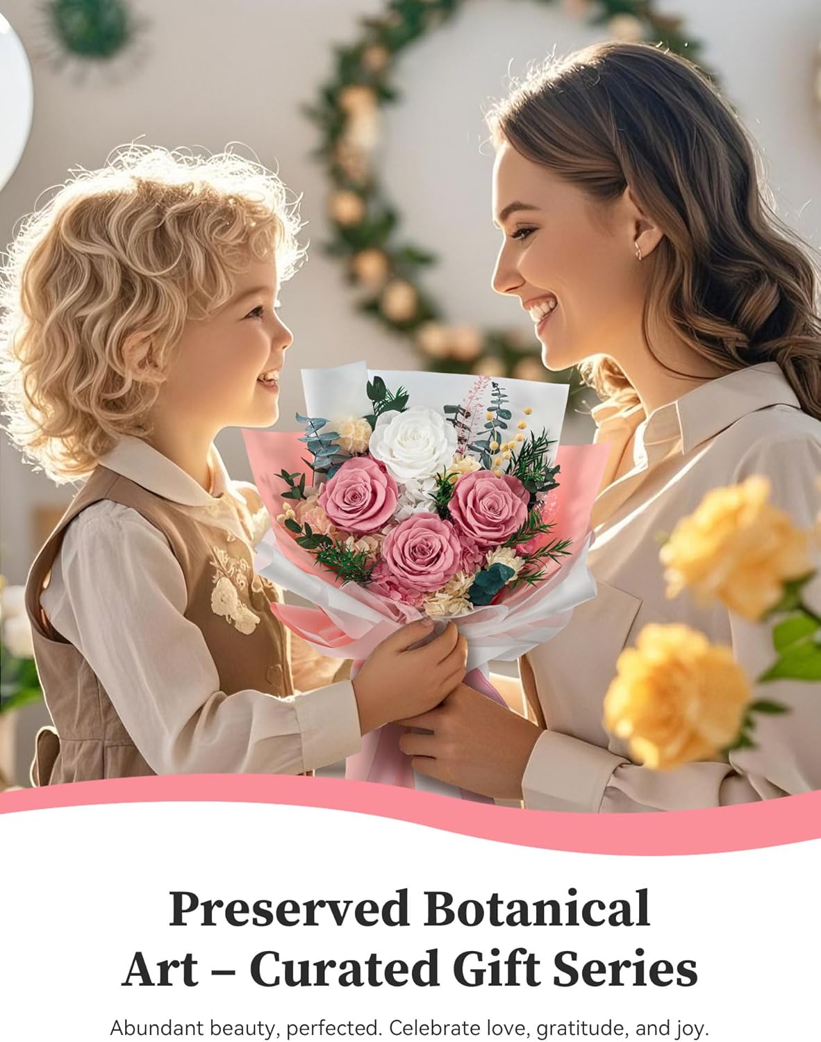 Flomoon Forever Flowers Gifts for Her, Valentines Day Preserved Flowers Bouquet Birthday Gifts for Women, Preserved Roses for Mom Grandma Wife Anniversary Mother's Day Christmas (Dusty Pink) - Image 6