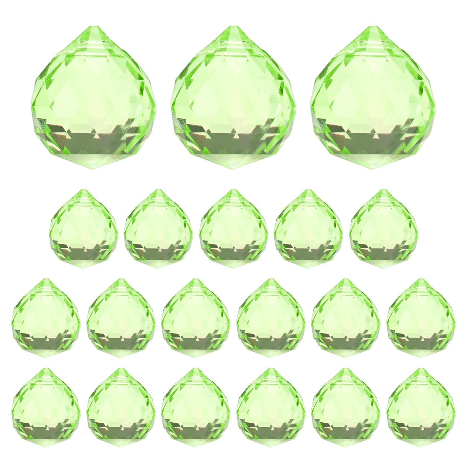 M METERXITY 20-Pack Crystal Ball Prisms, 24mm/0.94 Inch Chandelier Pendant Maker Hanging Crystals Chandelier Prisms for Home/Windows/Garden/DIY Decoration[Apple Green]