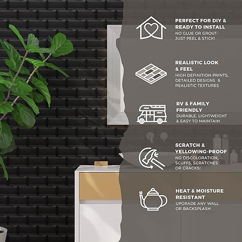 Miniatura 3 de Avant Decor Azulejos de aluminio 3D de metro, azulejos para salpicaduras de cocina para despegar y pegar  Azulejos de pared para pegar  5 x 5