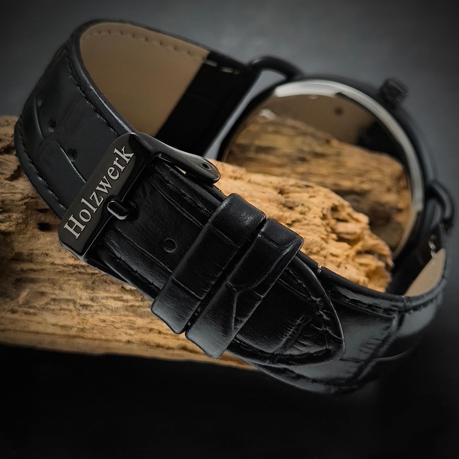 Holzwerk Germany® Męski zegarek damski unisex naturalny zegarek na rękę analogowy zegarek kwarcowy czarny zielony z tarczą, zielony, Pasek