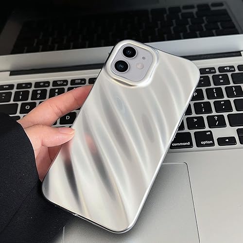 Miniatura 7 de Funda para iPhone 11, diseño de ondas rizadas de agua, suave y delgado, con acabado galvanizado, color plateado