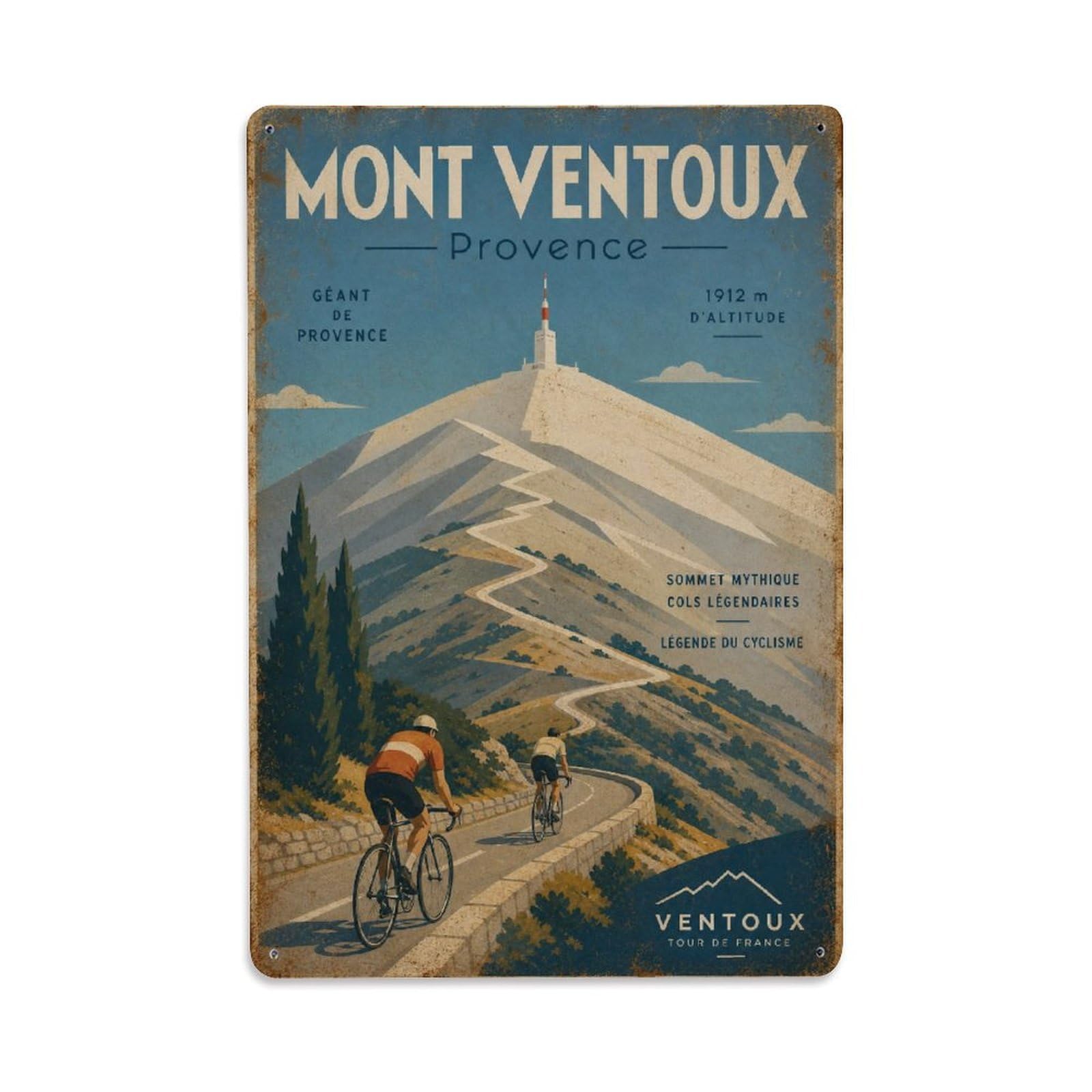 Gead 8X12inch Style Vintage Travel Ventoux Provence Giant Metal Tin Sign
