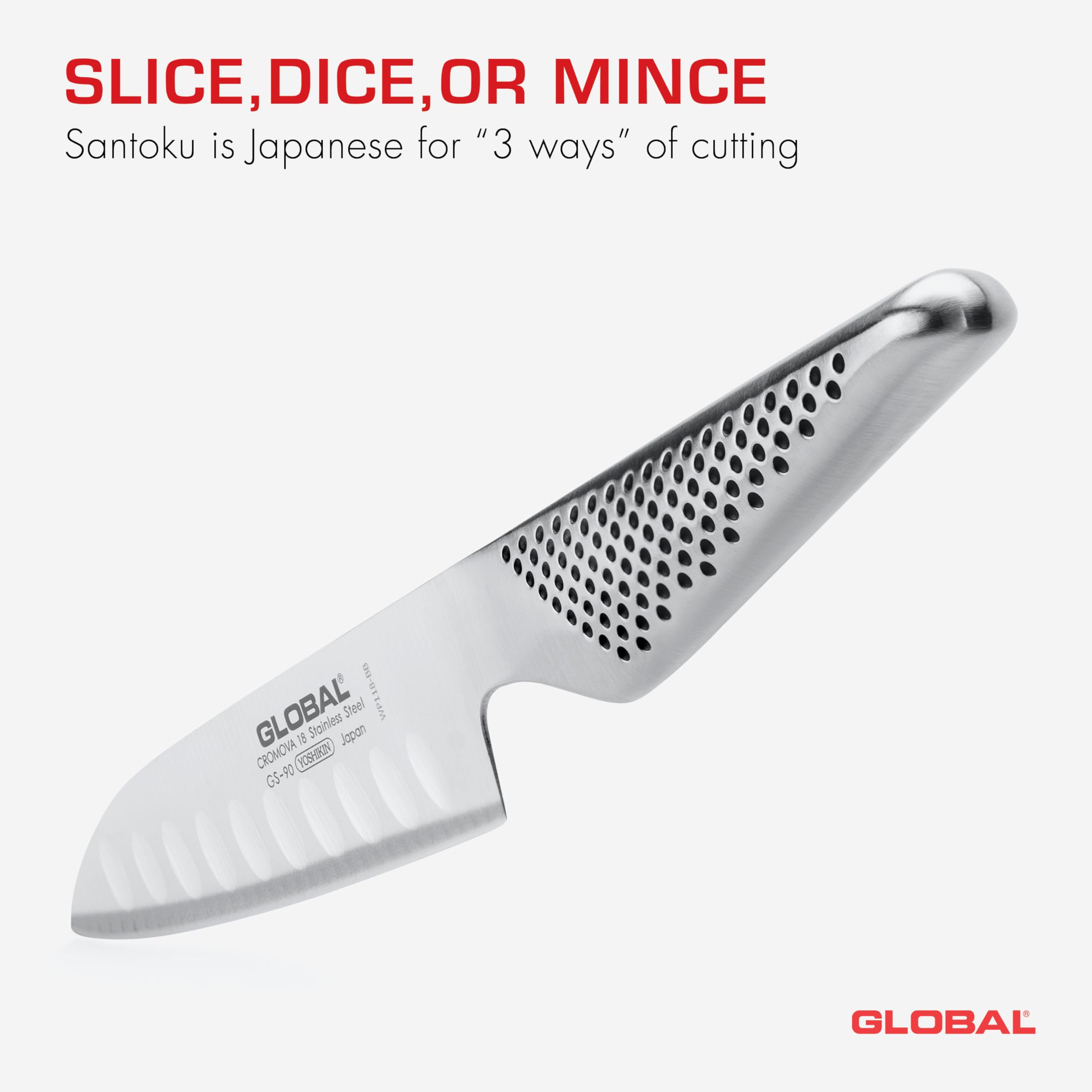 Global GS-90 Santokumesser mit Kullenschliff, 13cm (Nachfolgermodell von GS-37)