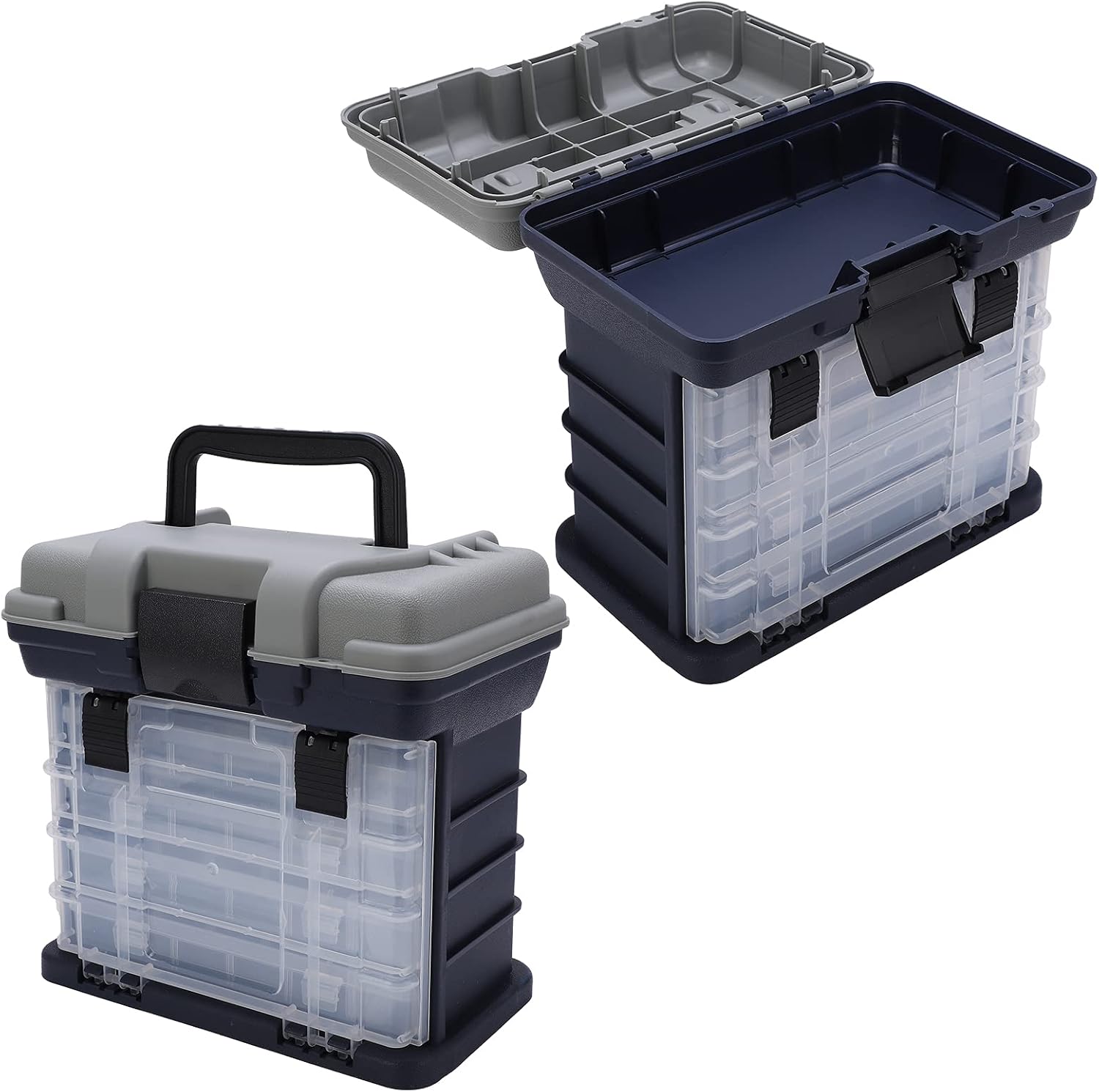 4 Layer Fishing Tackle Box | Portable Big Storage Case for Fishing Tools/Lures/Lines | PP + ABS Plastic with Adjustable Grids & Reinforced Buckle