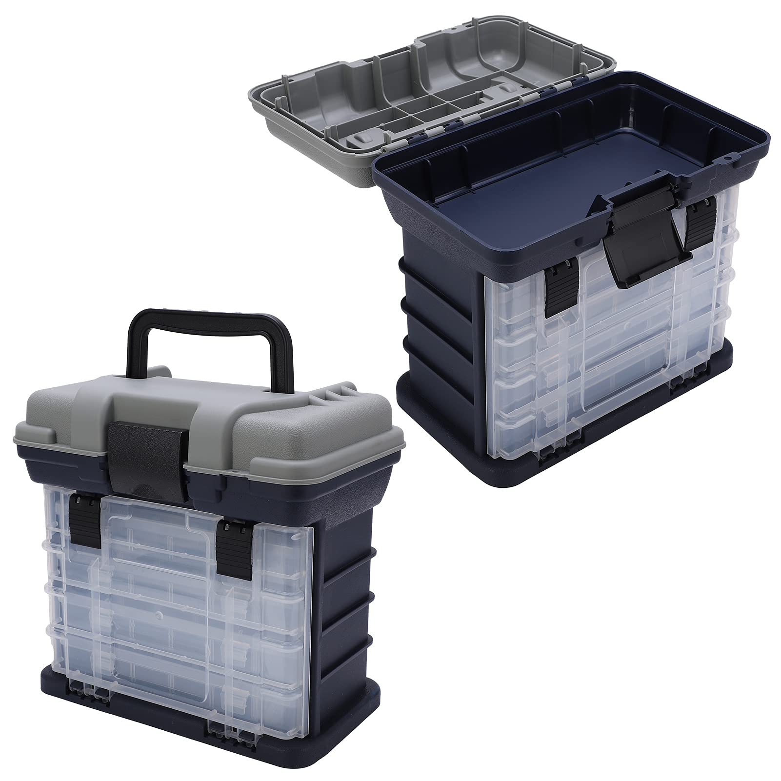 Cassetta Pesca, 4 Strati Cassetta Pesca Cassetta Pesca Porta Accessori Manico in plastica per pescherecci, lenze Pesca