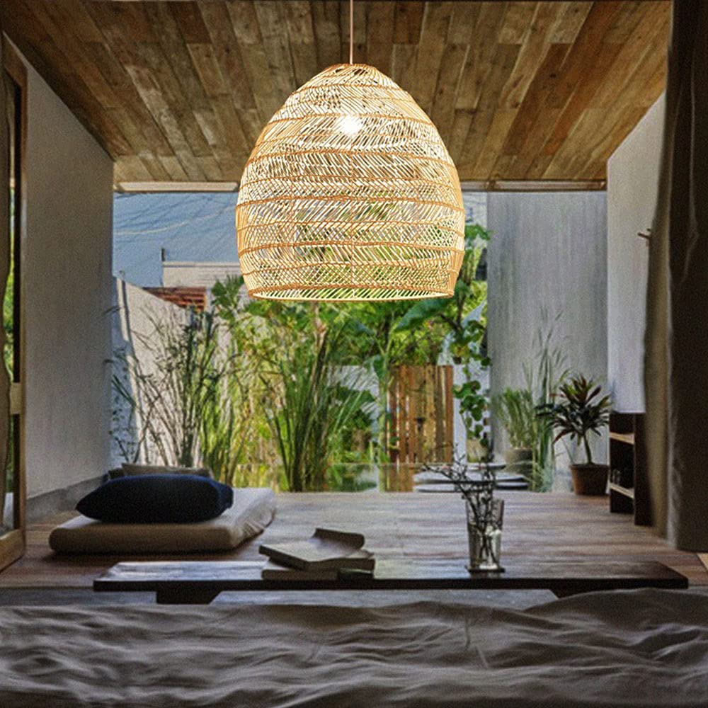 Lampada A Sospensione In Rattan In Materiale Naturale Lampadario Rustico In Stile Country Lampada In Vimini Intrecciata A Mano Paralume In Vimini Per