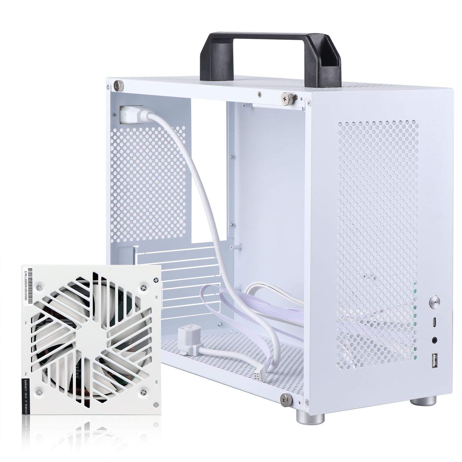 Amazon.com: Micro ATX PC Case with Handle and Gaming Power Supply