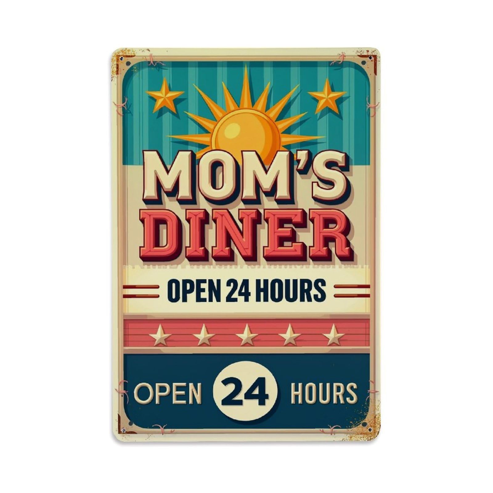 Jdfenggu Vintage Retro Diner Sign Design Pattern Retro Metal Tin Sign, Decor Art Poster For Bar, Home, Man Cave, Kitchen, Laundry Room Gift 8X12inch