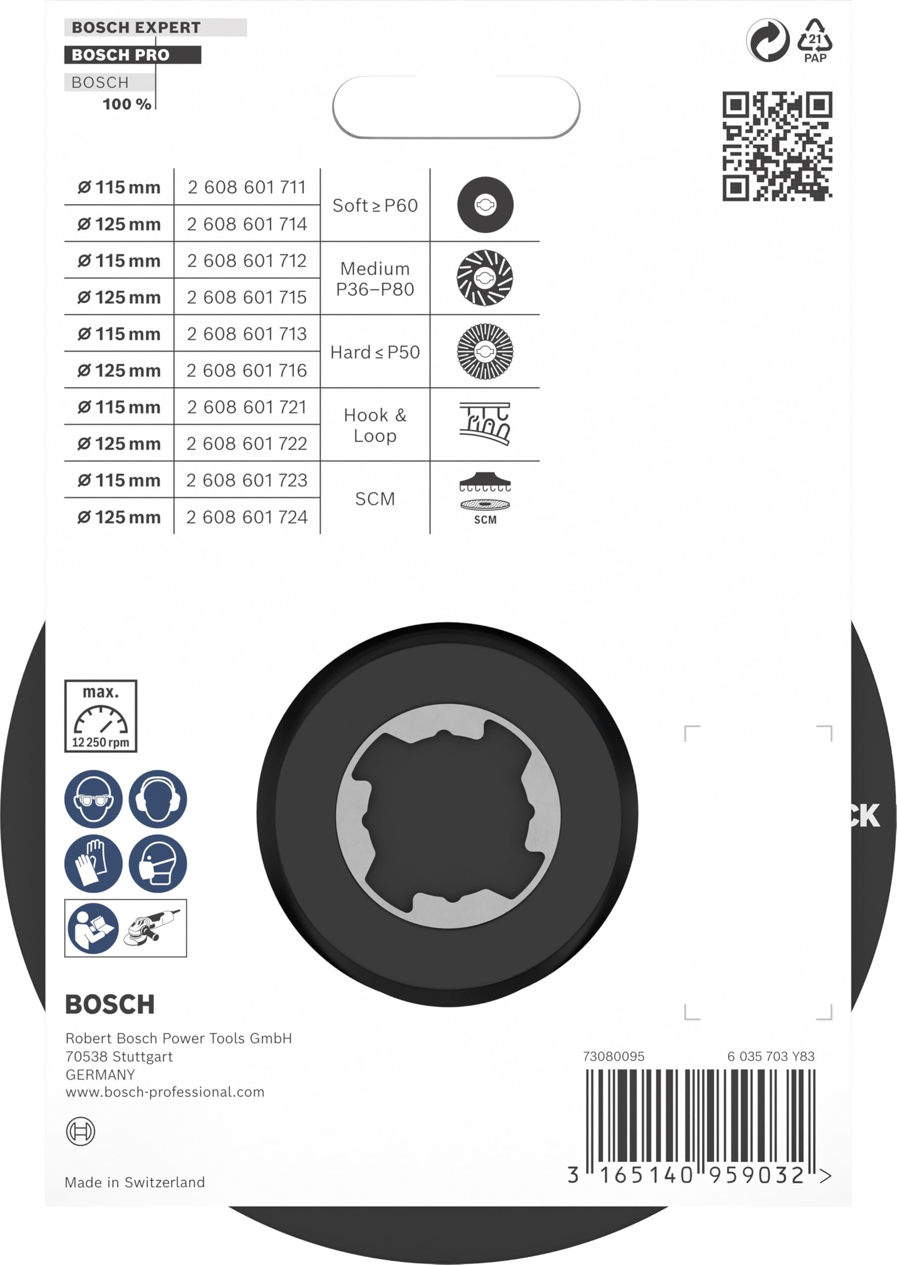 Bosch Professional 2608601724 Platorello SCM, con Spina di Centraggio, X-Lock, Ø125 mm