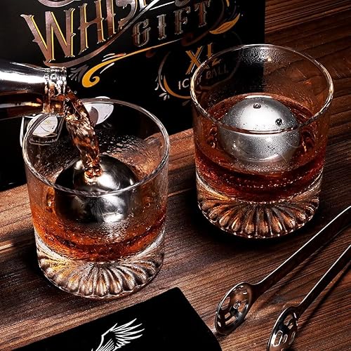 Miniatura 2 de Juego de decantador de whisky con 2 piedras de bola y 2 vasos de whisky reutilizables de 2.165 in, regalos de bourbon para hombres, piedras de hielo
