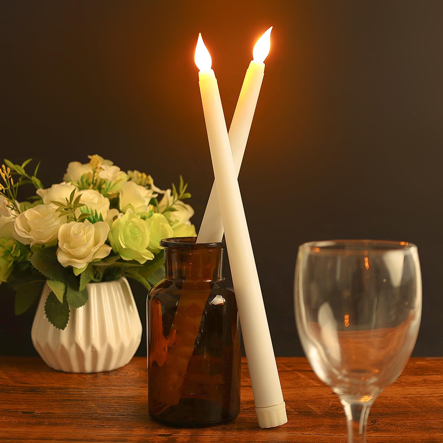 1Pcs LED Long Pole Candle Lamp Flameless Cone Candlestick Warm Light Candle Lamp Wedding Party Supplies Home Decor