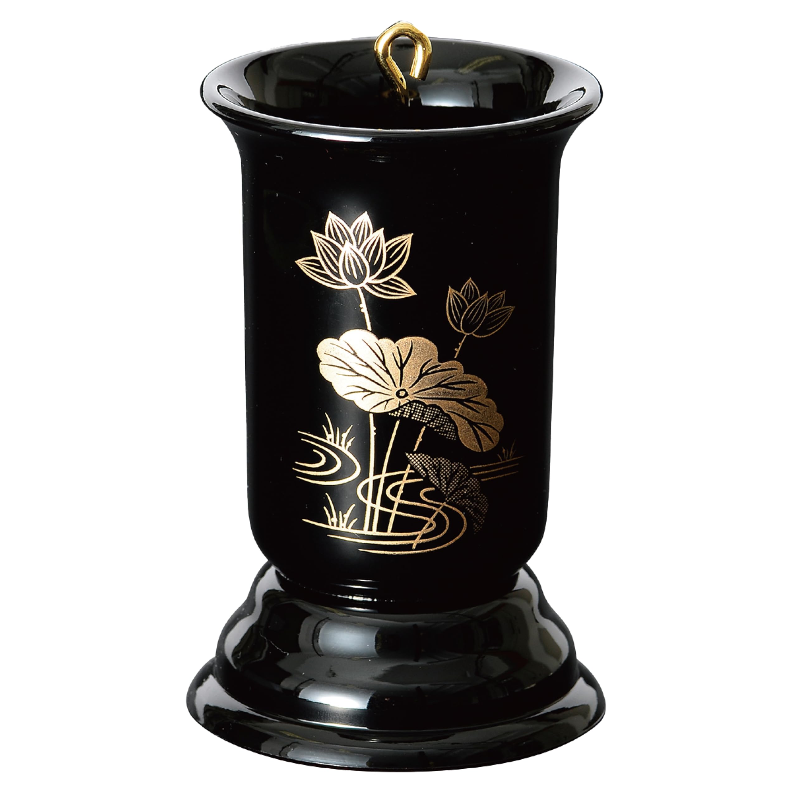 Sunmany Authentic Buddhist Incense Holder Short Candle Holder for Yamanaka Lacquerware, Japan-Made, for Buddhist Altar, Incense Stand, Black Lotus, Daily Offering, Purification, Hand-Held Offering : H