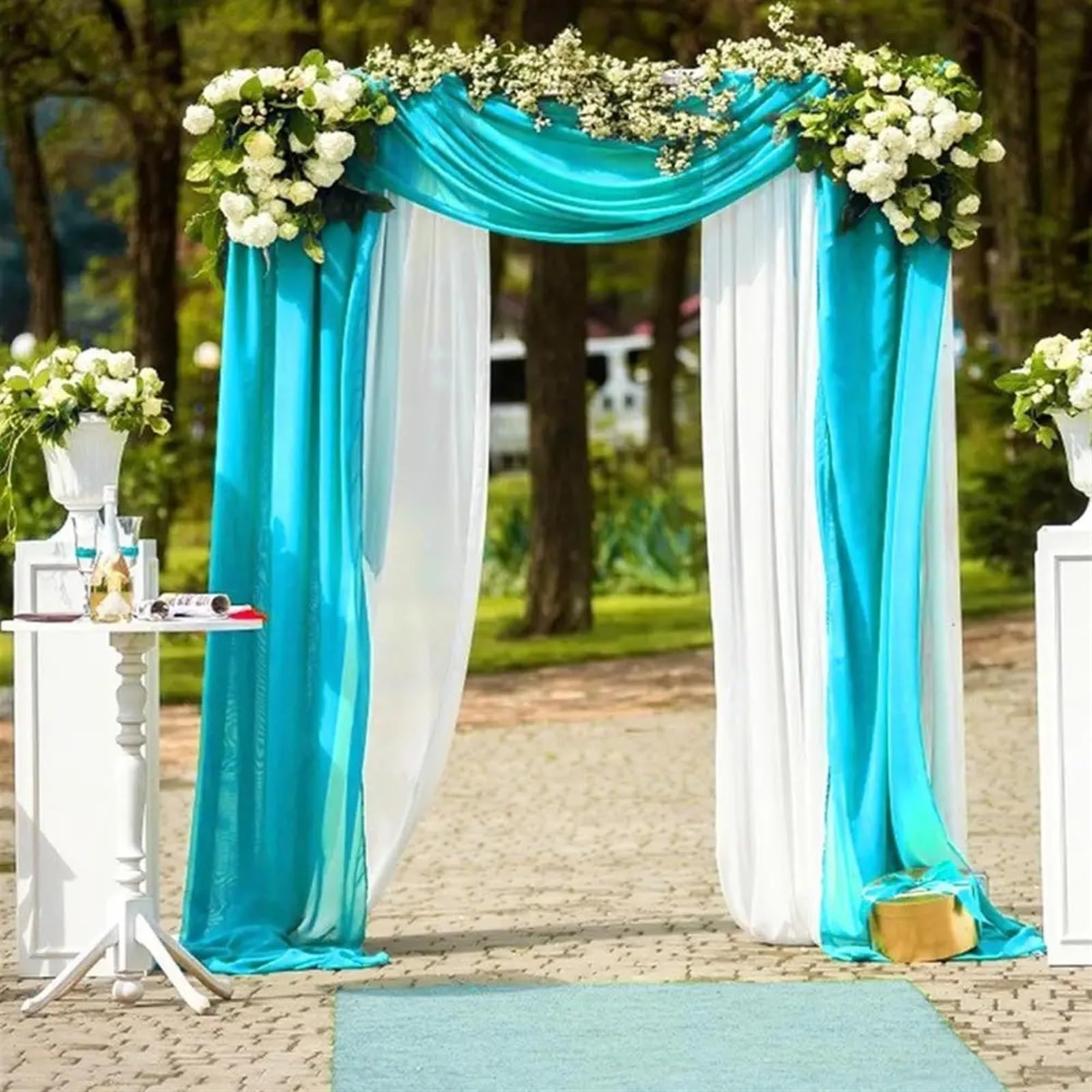 Rideaux D'Arche De Mariage Rideaux en mousseline de soie for arc de mariage, décorations de fond de photographie, décor de mariage, maison, jardin, fête d'anniversaire, décoration murale suspendue Pou