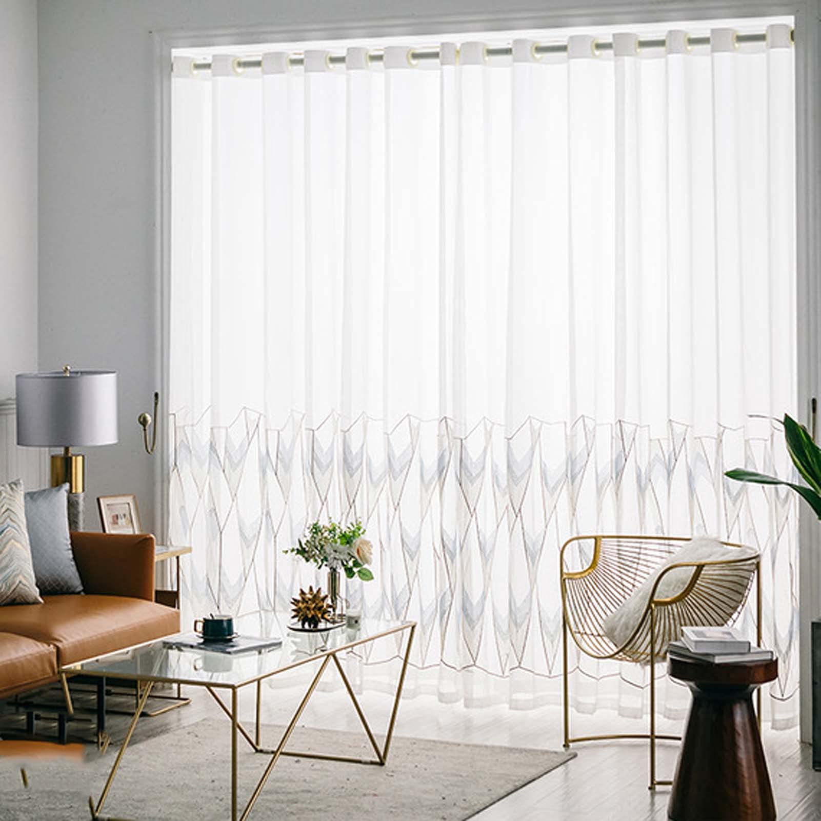 Lot de 2 voilages semi-transparents en faux lin super doux pour chambre à coucher et chambre d'enfant - 140 x 240 cm