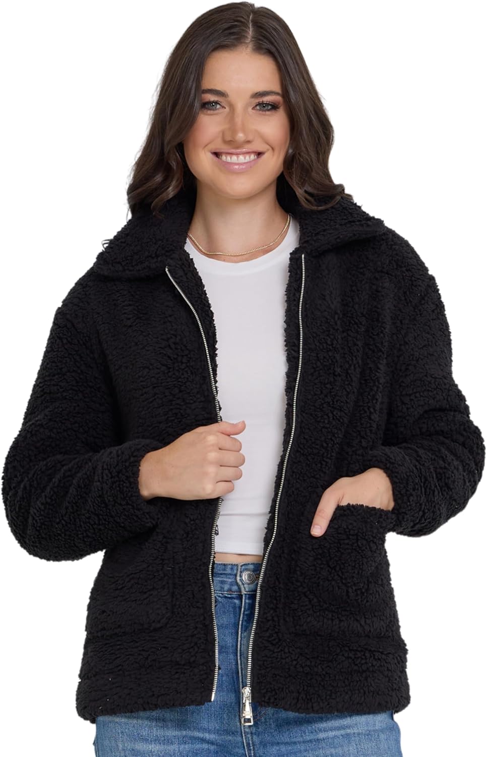 Steve Madden Sherpa Jacket Women - Oversized Faux Fur Winter Coats for Women, Shearling Fleece Plus Size Winter Jacket XS-3X