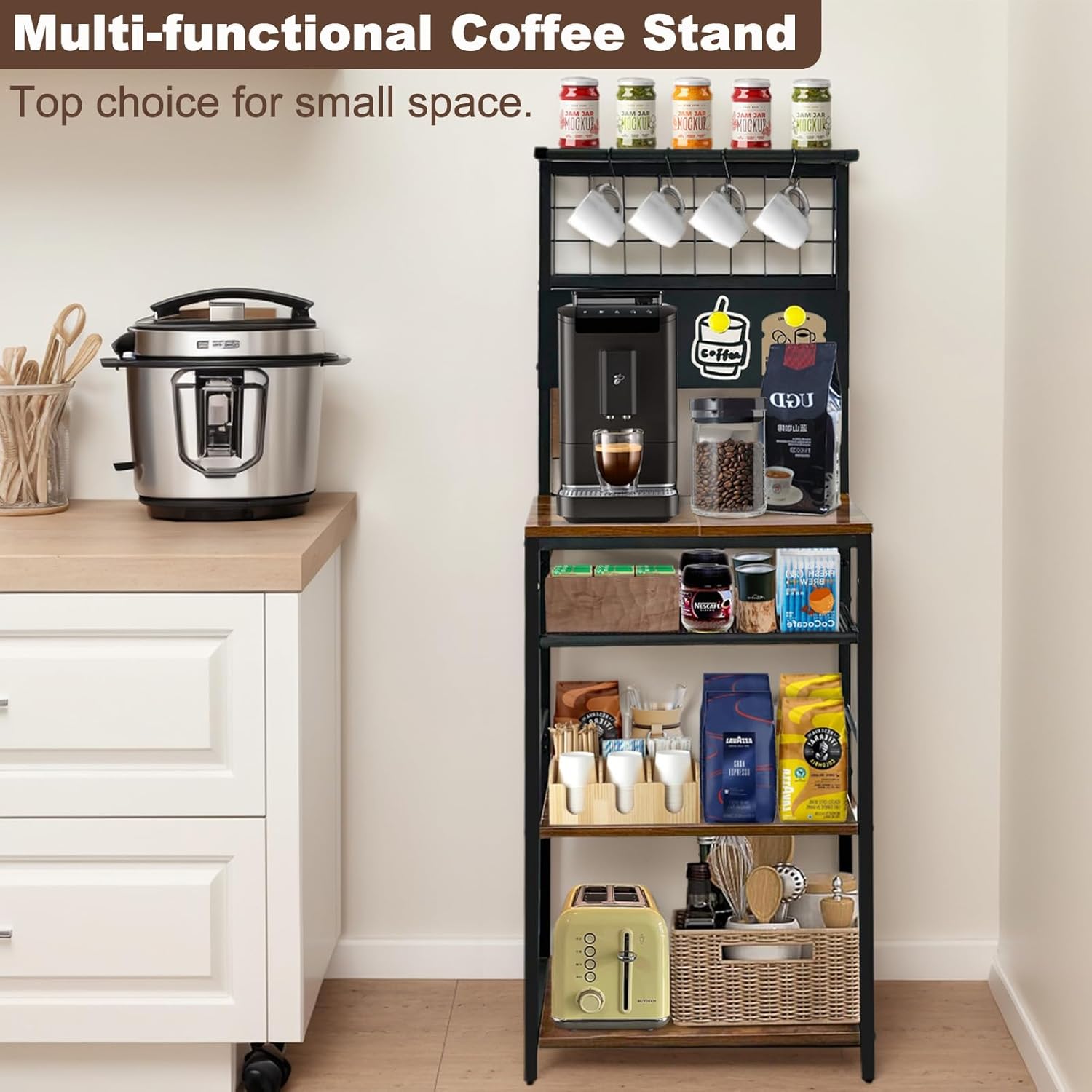 Compact Farmhouse Coffee Station for Small Spaces