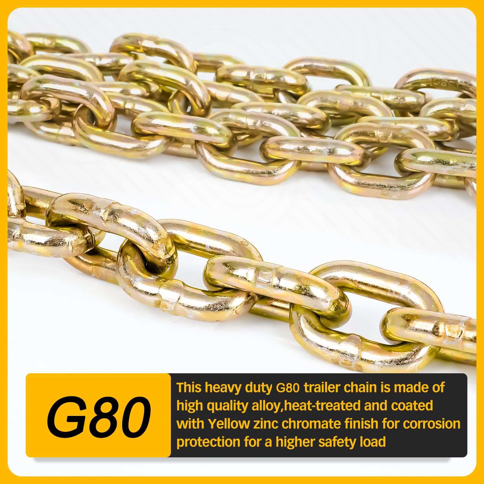 GCCSJ Catena di traino da 1,5 cm x 4,5 m, con ganci a forcella, carico di lavoro sicuro da 2,2 kg, catena resistente per il trasporto di attrezzature di traino