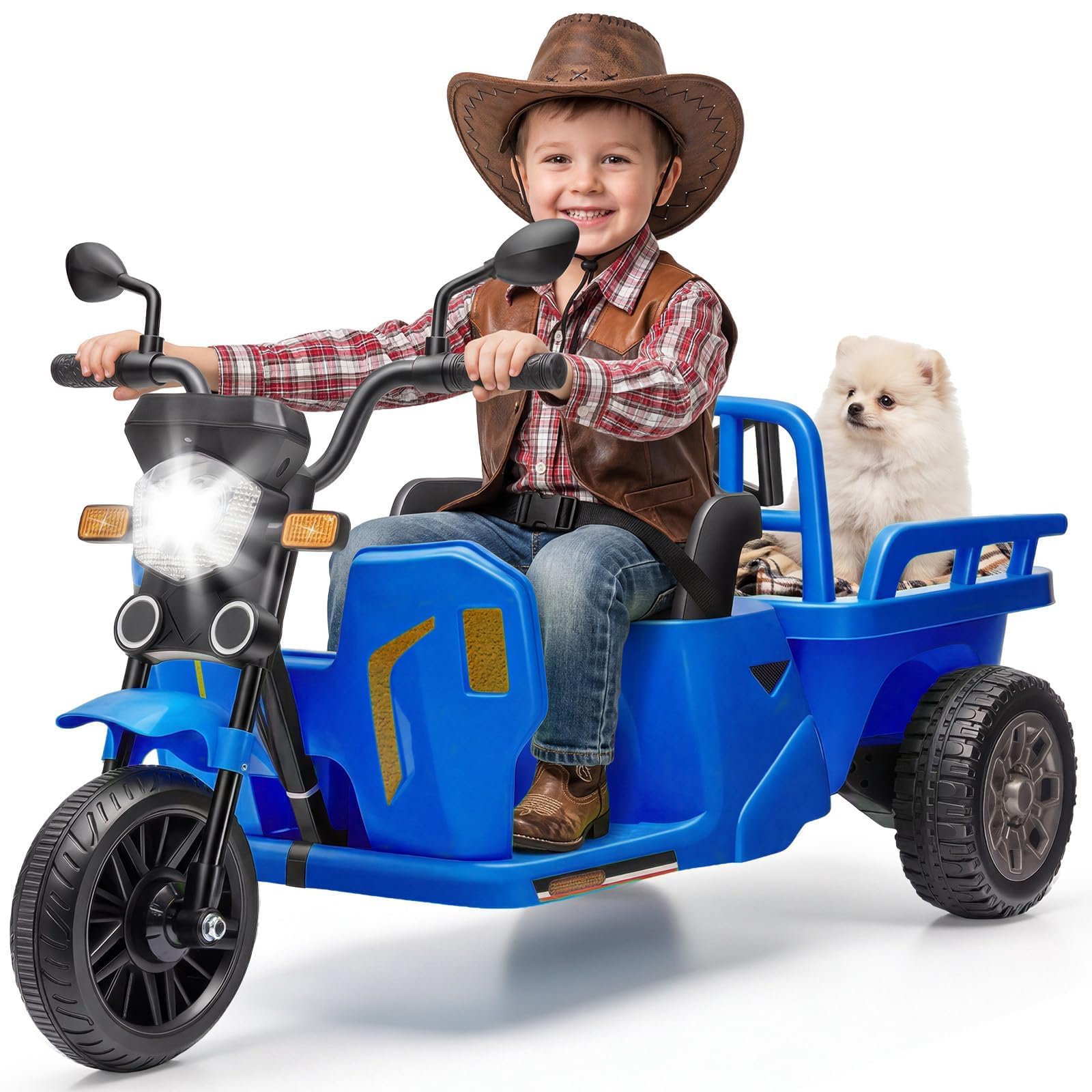 12V Kids Electric Ride-On Motorcycle Trike, 3-Wheel Battery Powered Toy