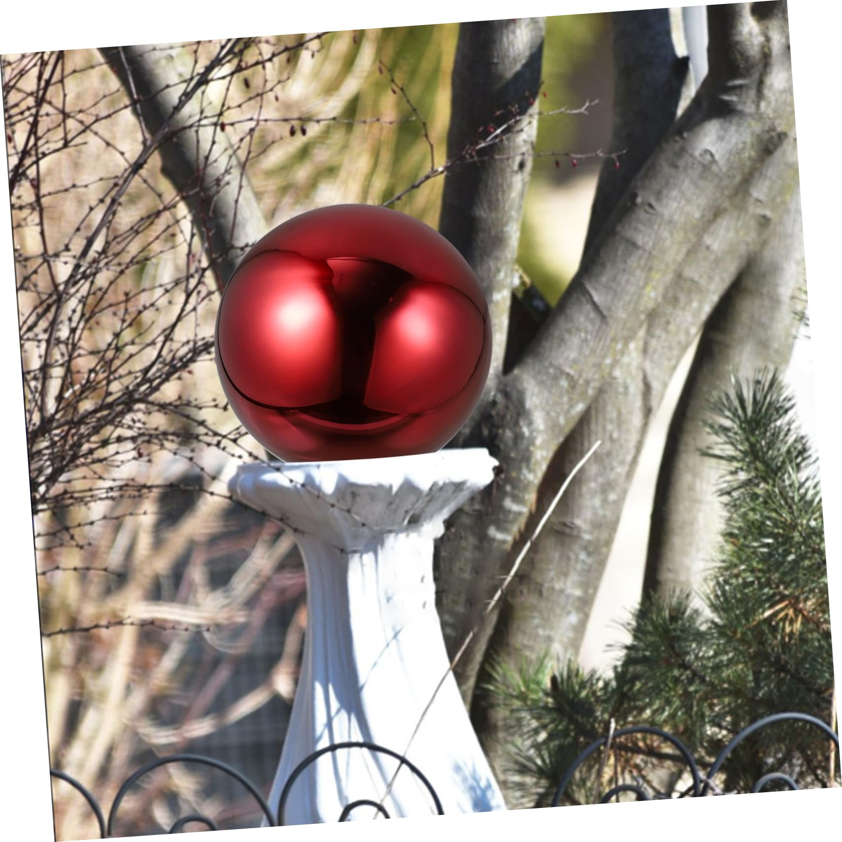 Sfera Semplice Acciaio Rosso Inox Riflettente Decorativa, da Giardino