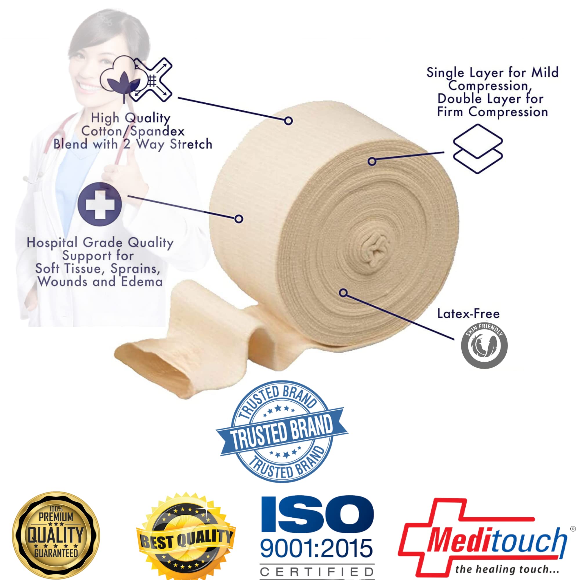 Latex-Free Cotton Spandex Tubular Elastic Support Bandages for Compression Sports Protection Soft, Fragile Skin. (Available in Sizes B,C,D,E,F) (Size F – 10 CM (Width) X 1MTR (Length)) 3