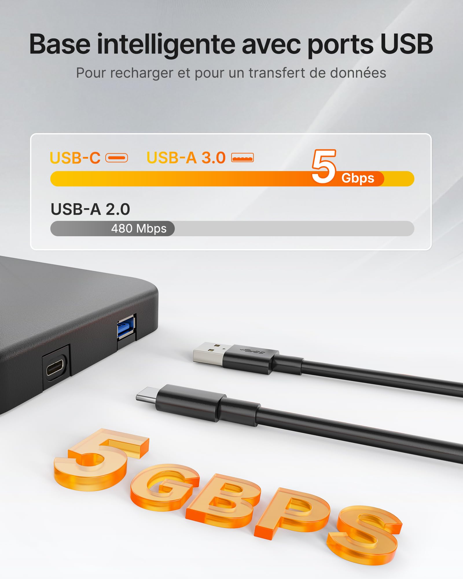 monTEK Bras Ecran PC17 à 57",Ports USB-A/C,VESA75/100,Charge Max27Kg
