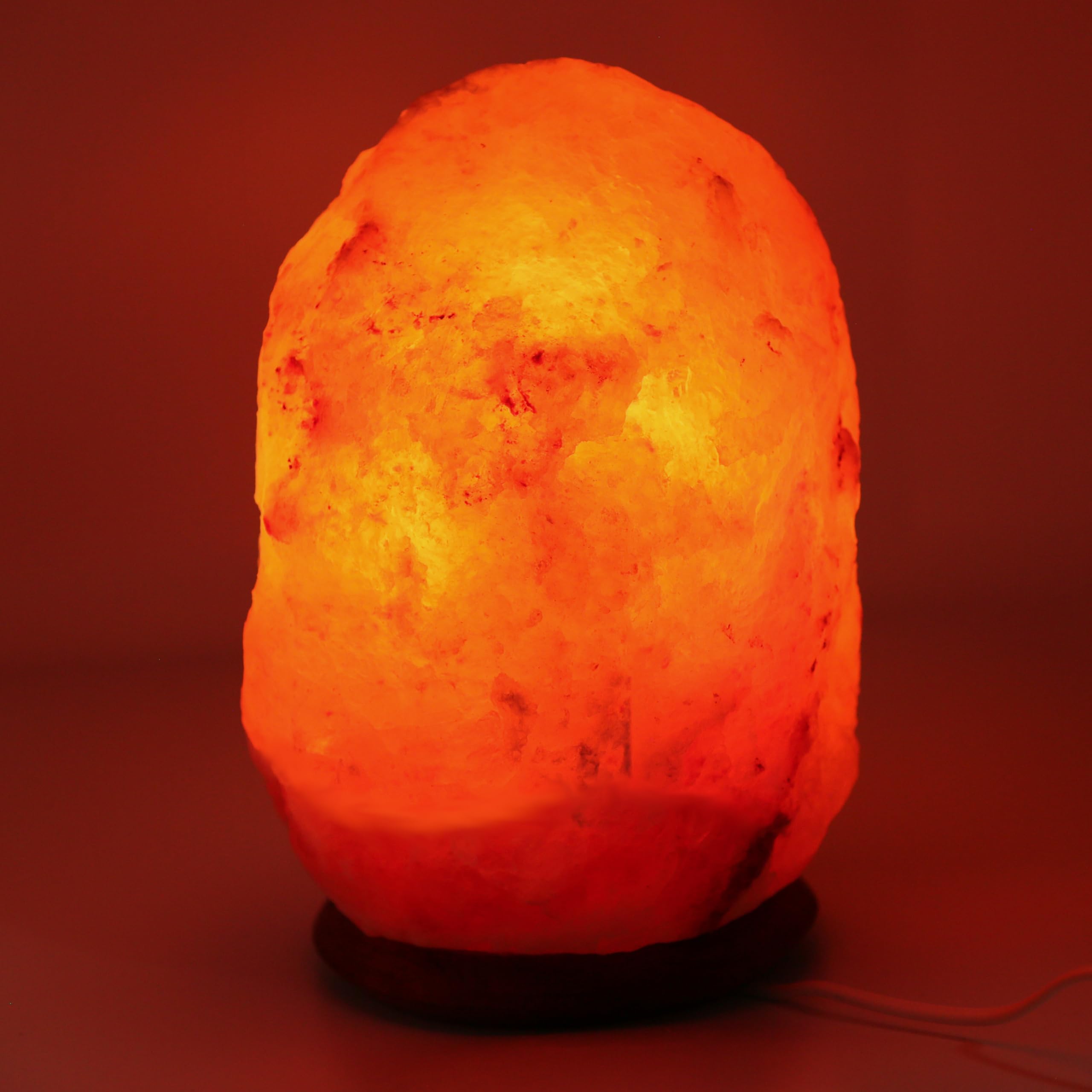 HAF Rosa Salzlampe Pyramide aus echtem Kristallsalz | Salzkristalllampe in Naturform | Salzsteinlampe auf Holzsockel aus der Salt Range Punjab | Dekorative Nachttischlampe für Wellness & Meditation