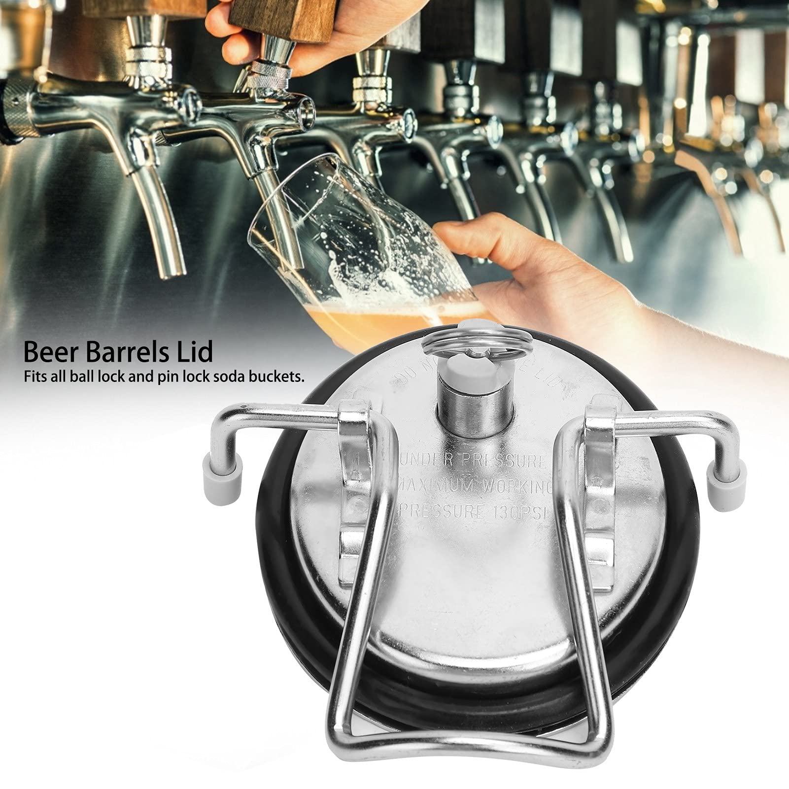 Reemplazo de tapa para barril de acero inoxidable, tapa universal para barriles de cerveza casera, compatible con barriles de soda de cierre por bola y por pasador, con válvula de
