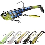 GOTOUR Pre-Rigged Soft Fishing Lures, Curly Tail Swimbait Lures for Bass Fishing, Lifelike Soft Tadpole Swimbait with Spinner for Crappie Trout FishingAll Season Freshwater Fishing Bait for Warriors