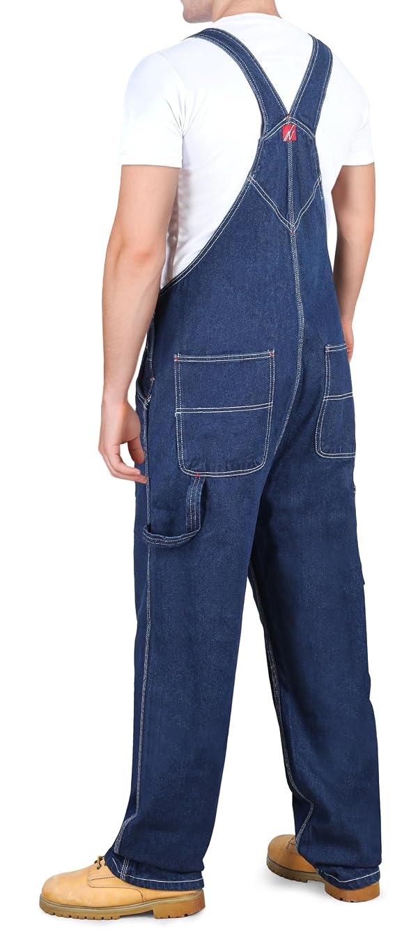 100% Cotton Denim Bib Overalls for Men Relaxed Fit, 38W x 32L, Indigo by NY Threads - Used condition - Image 2