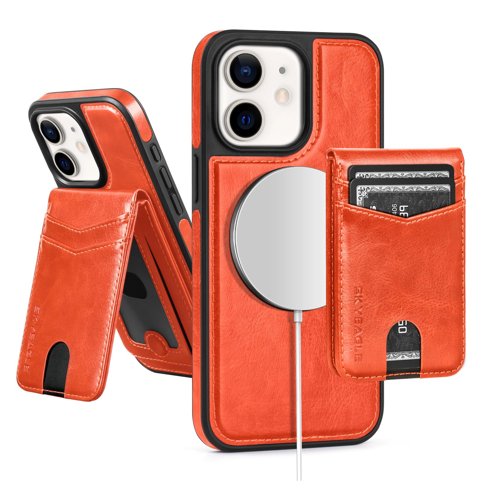 SkyEagle for Compatible Magsafe Magnetic 2 in 1 Detachable iPhone 11 Wallet Case with Card Holder,for Women Men,PU Leather RFID Blocking Flip
