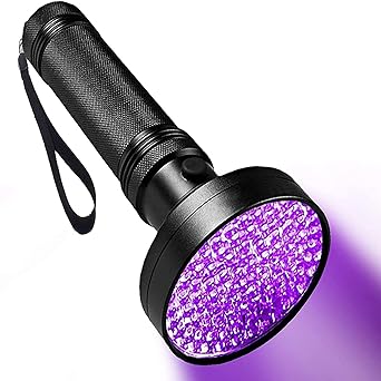 Qisebin UV Black Light Flashlight - Powerful 100 LED Blacklight Flashlights for Pet Urine Detection, Dog Stain, Scorpion, Resin Curing, Counterfeit Money Bed Bugs, Carpet Odor Eliminator Remover
