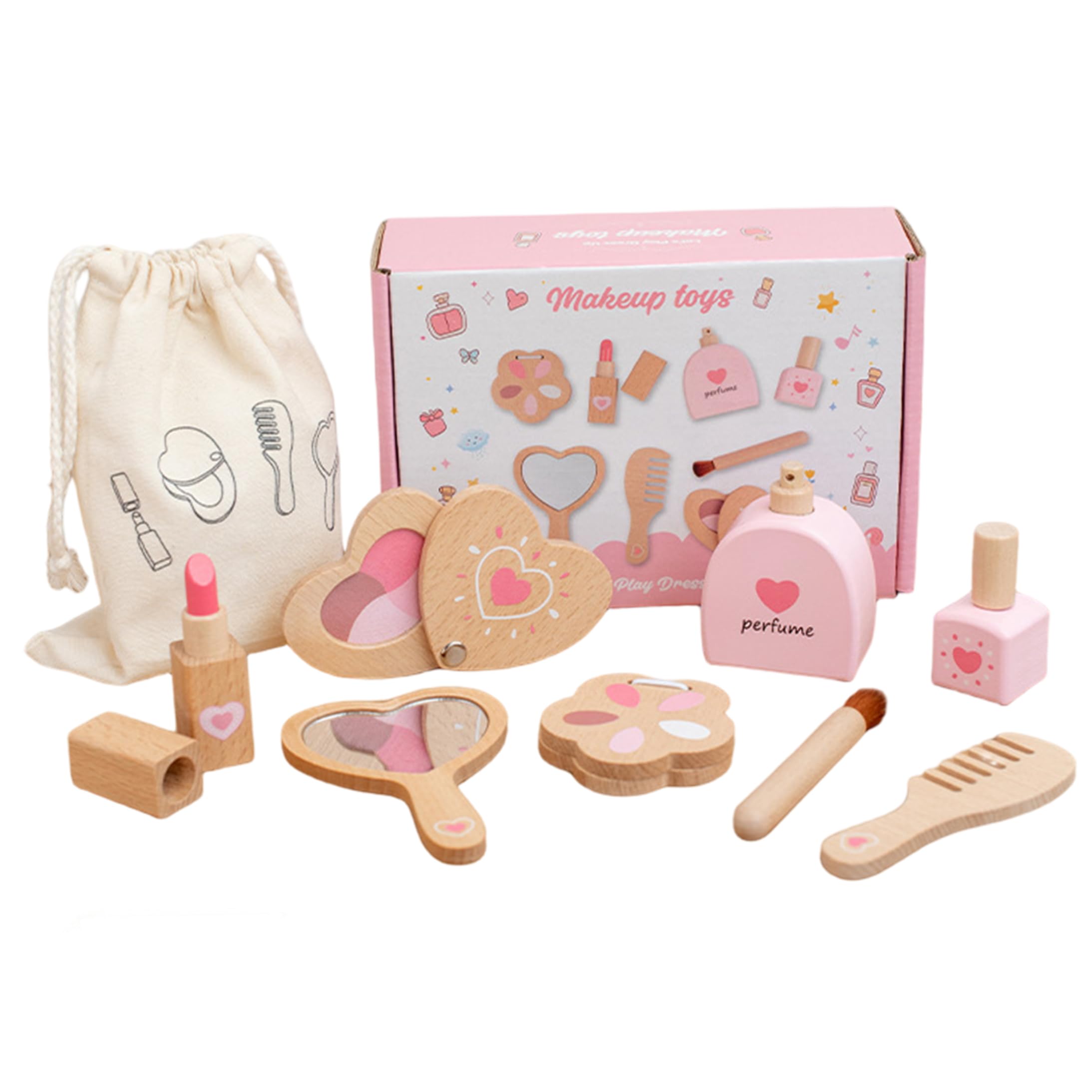 Juego de Juguetes de Maquillaje de Madera, Maquillaje Realista para niños