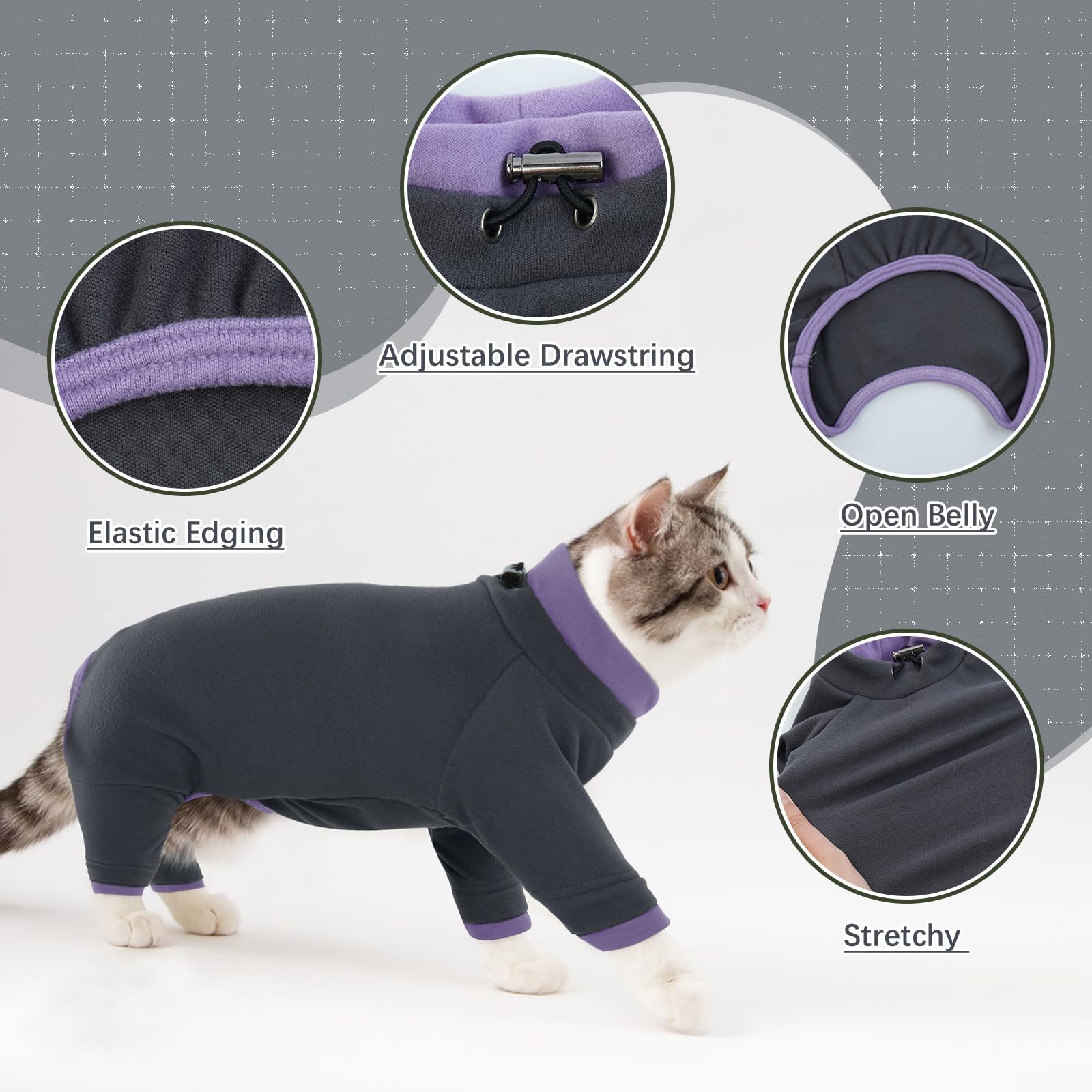 Ropa de invierno para gatos: suéteres, chalecos, pijamas y monos - cálido y protector para amigos de cuatro patas (negro, L) — view 4