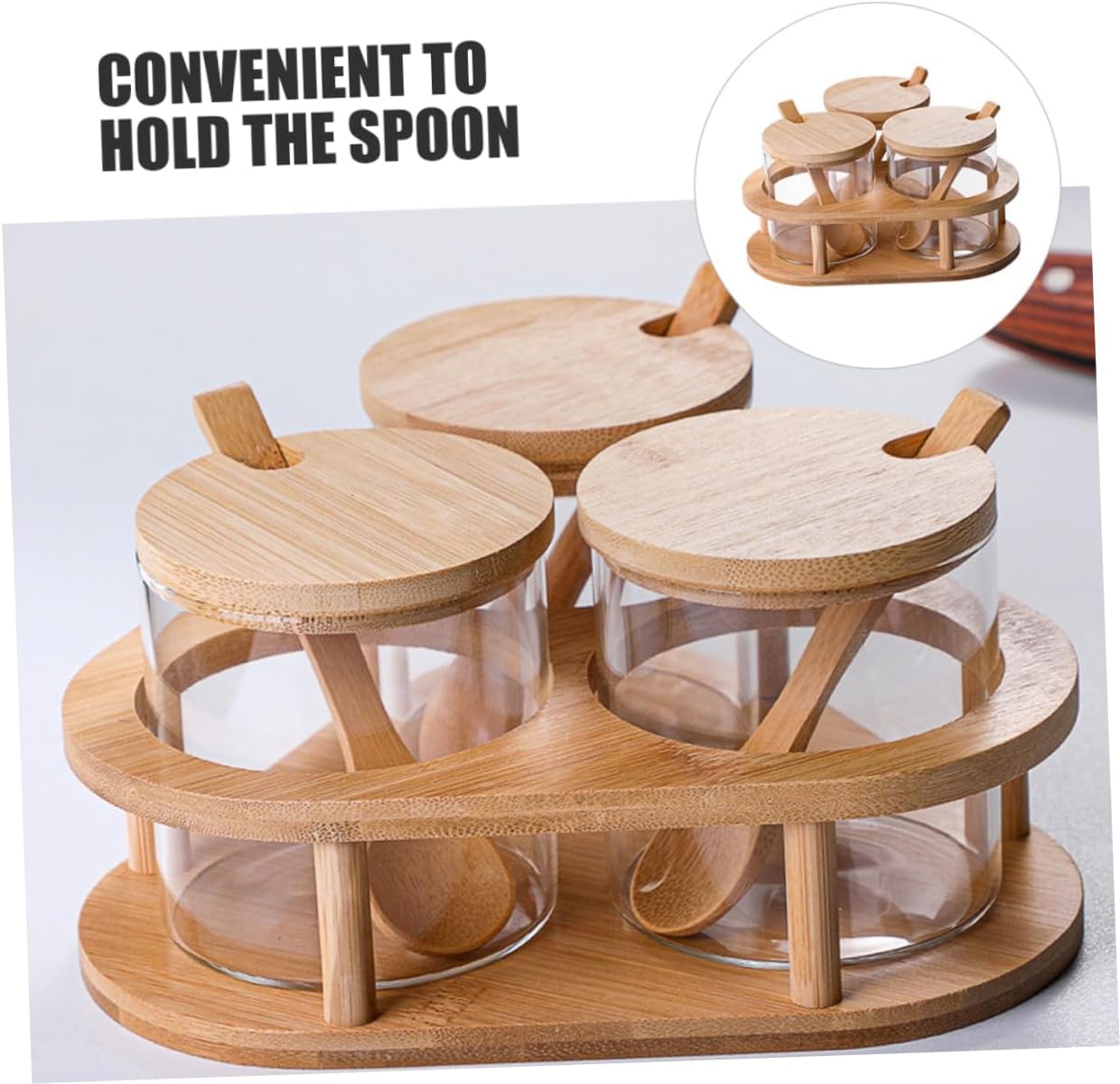 DECHOUS 1set Glass Seasoning Jars with Lid and Spoon Stylish Condiment Pots for Salt Pepper Sugar and Sauces Capacity Kitchen Storage