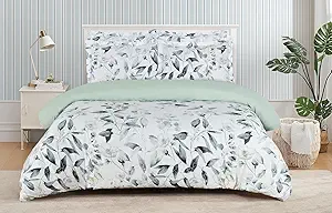 Majestic Giftware Madison Linen 4 Pcs Full Size Duvet Bedding Set (BL505-F-4pcs) Bamboo Bliss 300 TC Cotton Sateen Durable & Washable | 1 Fitted Sheet, 1 Duvet, 2 Pillowcases - Ritz Collection