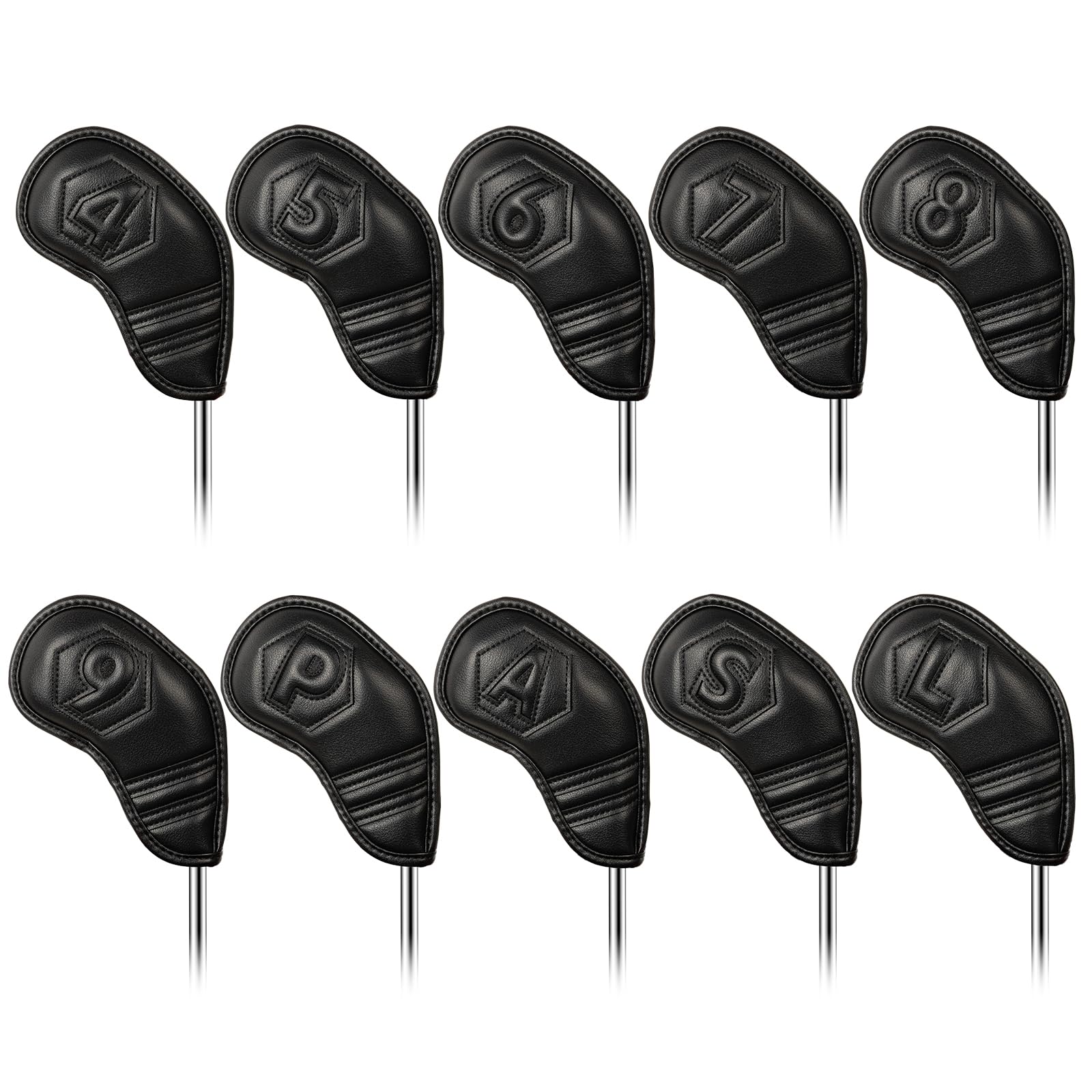 Golf Club Head Covers Irons/1FH/Driver/Fairway/Hybrid/Putter Black PU Leather