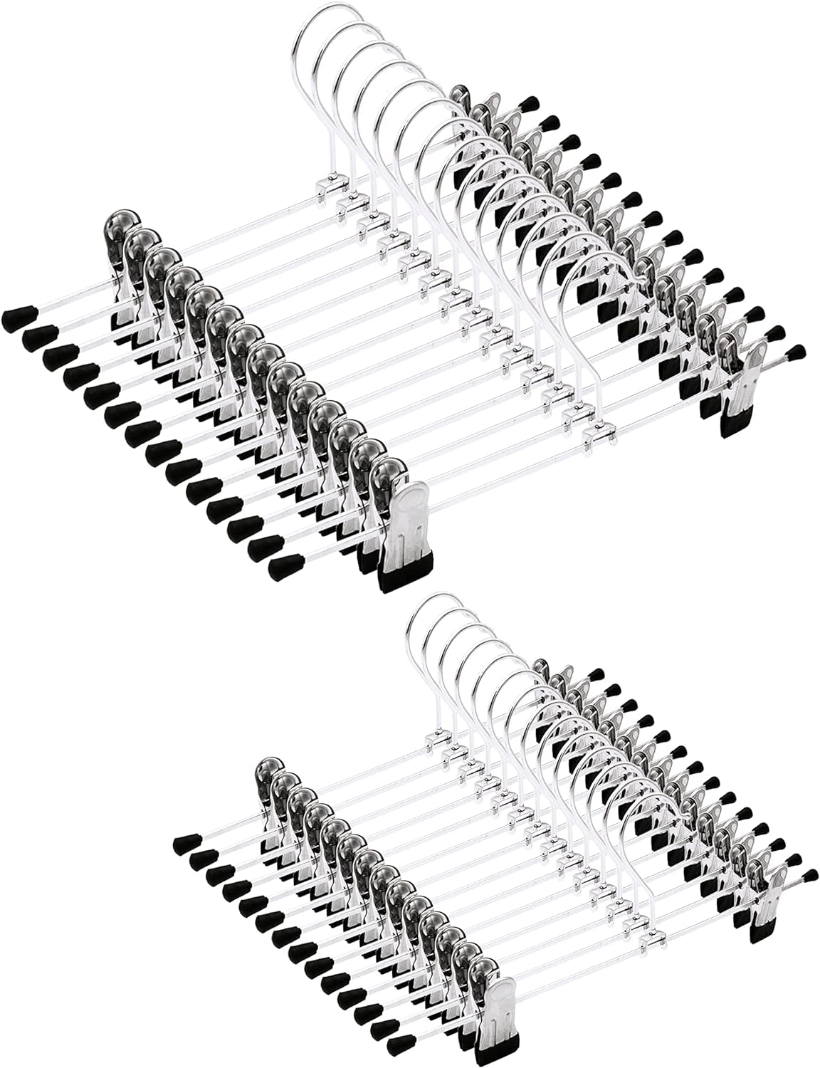 ZOBER 10-Pack Pants & Skirt Hangers with Clips | Space-Saving 30cm Metal Trouser Hangers with Adjustable Non-Slip Clips | Clothes Hangers For Pants Hangers, Jeans Hangers, Skirt Hangers with clips