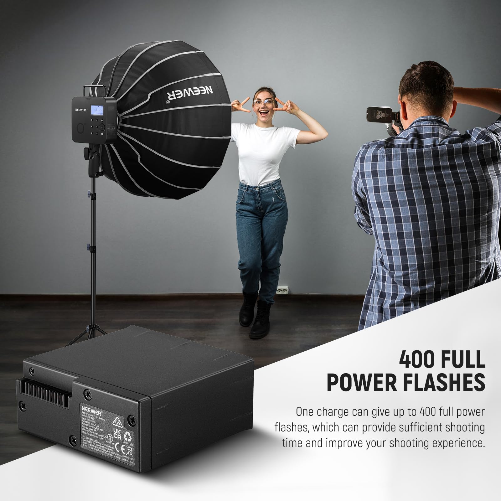 Batteria Ricaricabile NEEWER Q4 21,6V/2800mAh Per Flash Da Studio - Sostituzione Per Luce Stroboscopica Q4 - Foto 6