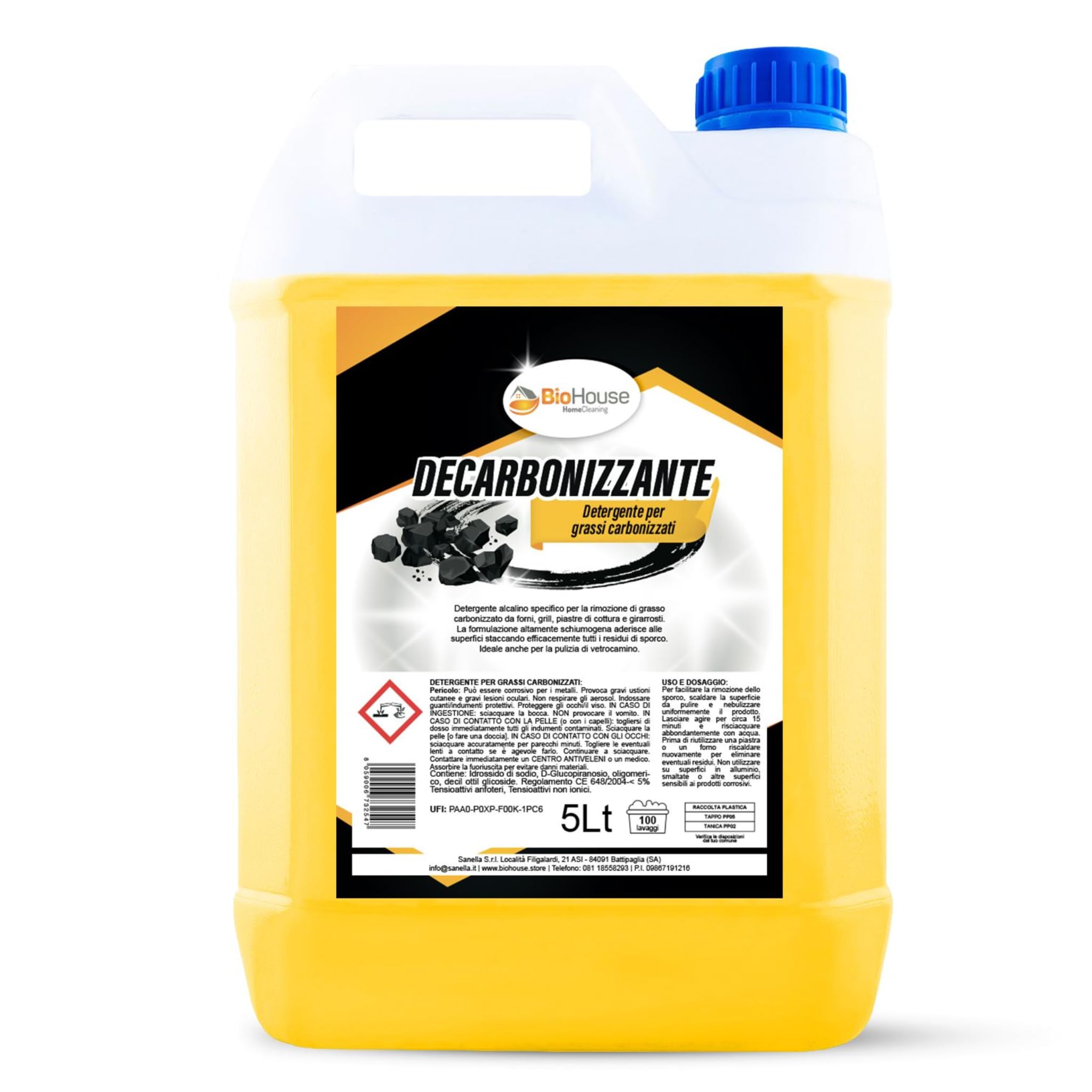 Decarbonizzante 5 Litri Detergente per Grassi Carbonizzati Sgrassatore per la Rimozione di Grasso Carbonizzato