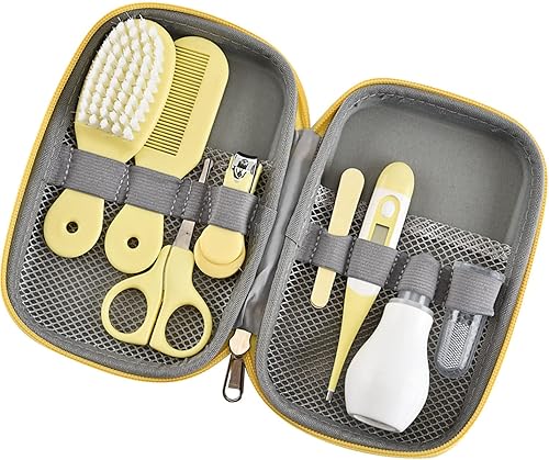 Miniatura 3 de Kit de aseo 8 en 1 para bebés con cepillo para el cabello, cortaúñas, limpiador de nariz, cepillo de dientes para dedos, tijera para bebés, cuidado