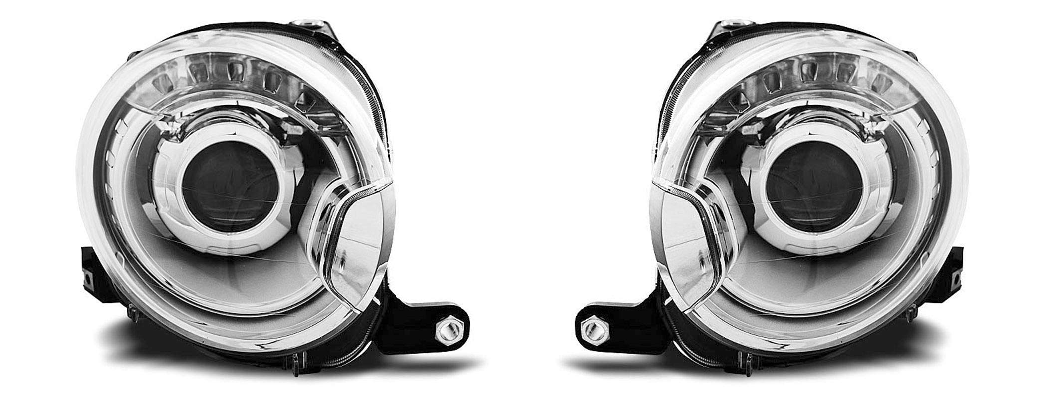 Fari compatibili con Fiat 500 2007 2008 2009 2010 2011 2012 2013 2014 2015 GV-1264 Fari anteriori per auto Lampade per auto Fari anteriori per auto Fari anteriori lato conducente e passeggero Set