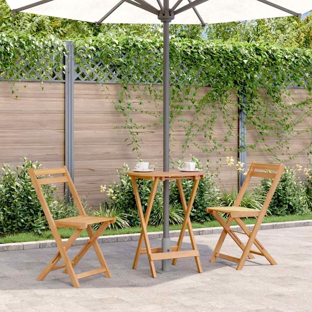 vidaXL Tavolo da Giardino Pieghevole con Foro Ombrellone Rustico Robusto Tavolino Arredi per Esterni 60x75 cm Naturale Legno Massello d'Acacia