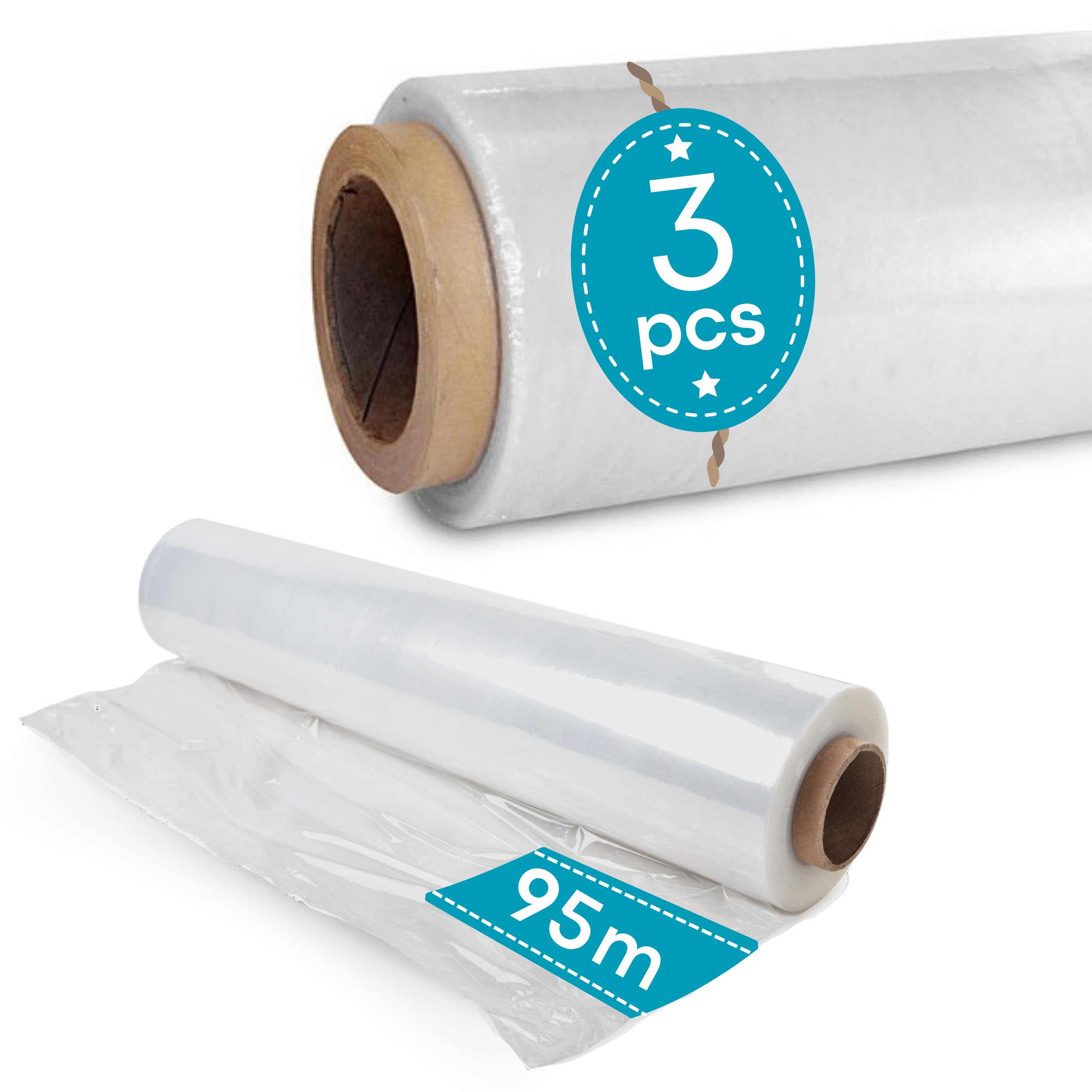 6 rouleaux de film étirable noir 51 cm x 95 m | Film d'emballage noir pour colis et palettes | Film étirable pour le mouvement | Film teinté phare