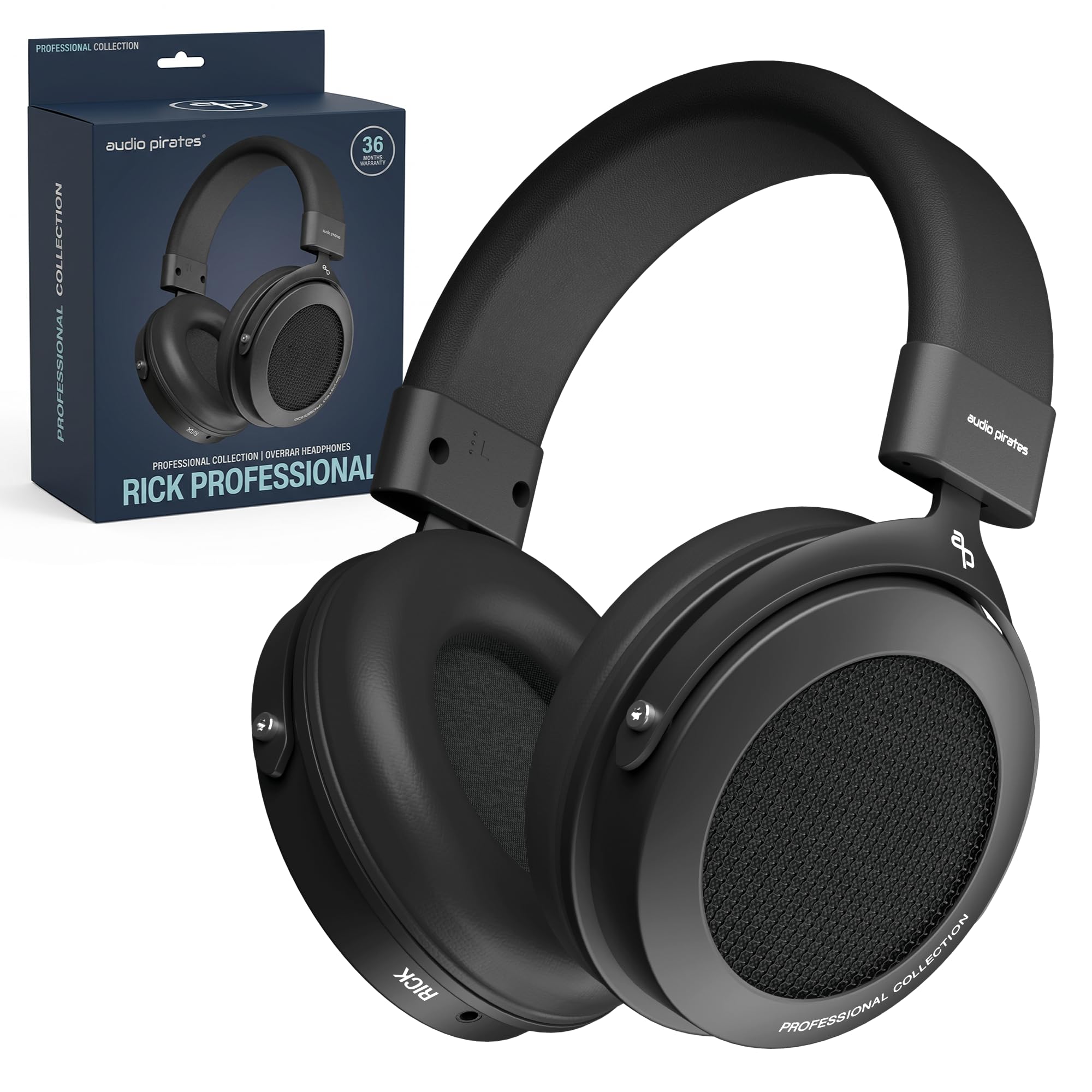 audio pirates Rick Over-Ear HiFi-Kopfhörer, Offenes Design | mit Case, 3m Kabel, 3,5mm / 6,3 mm Klinke-Adapter, Dezenter Bass, warm abgestimmt, Musik, TV & Hörspiel | Professional Collection